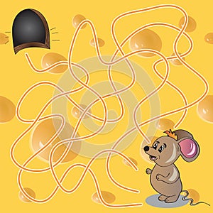 Vector Illustration of Maze or Labyrinth Game with Funny Mouse