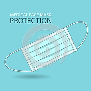 Vector illustration medical face mask bacteria or virus protection. The concept of a dangerous pandemic coronavirus