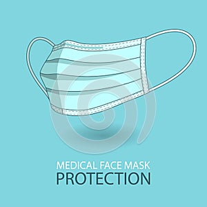 Vector illustration medical face mask bacteria or virus protection. The concept of a dangerous pandemic coronavirus