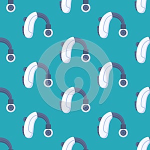Vector illustration of a medical hearing aid pattern. Bionic prosthetic ear, fabrication of a mechanical device.