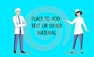 Vector illustration of medical professionals with space to add text or other materials