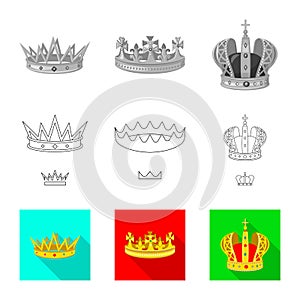 Vector illustration of medieval and nobility logo. Set of medieval and monarchy stock vector illustration.