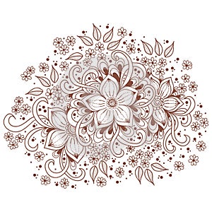 Vector illustration of mehndi ornament. Traditional indian style, ornamental floral elements for henna tattoo, stickers