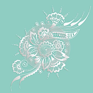 Vector illustration of mehndi ornament. Traditional indian style, ornamental floral elements for henna tattoo