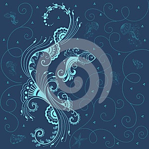 Vector illustration of mehndi ornament. Traditional indian style, ornamental floral elements for henna tattoo, stickers