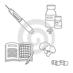 Vector illustration of mellitus and diabetes logo. Collection of mellitus and diet vector icon for stock.