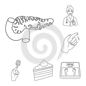Vector illustration of mellitus and diabetes logo. Set of mellitus and diet vector icon for stock.