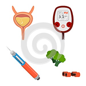 Vector illustration of mellitus and diabetes sign. Collection of mellitus and diet vector icon for stock.