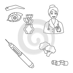 Vector illustration of mellitus and diabetes sign. Set of mellitus and diet stock symbol for web.