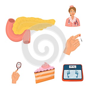 Vector illustration of mellitus and diabetes sign. Set of mellitus and diet stock symbol for web.