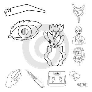 Vector illustration of mellitus and diabetes sign. Set of mellitus and diet vector icon for stock.