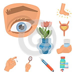 Vector illustration of mellitus and diabetes symbol. Collection of mellitus and diet stock symbol for web.