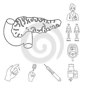 Vector illustration of mellitus and diabetes symbol. Collection of mellitus and diet stock symbol for web.