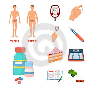 Vector illustration of mellitus and diabetes symbol. Collection of mellitus and diet vector icon for stock.