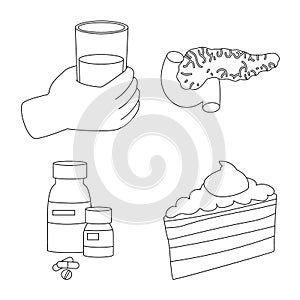 Vector illustration of mellitus and diabetes symbol. Collection of mellitus and diet vector icon for stock.