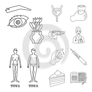 Vector illustration of mellitus and diabetes symbol. Collection of mellitus and diet vector icon for stock.