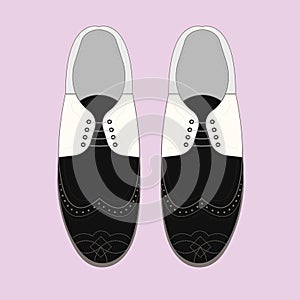 Vector illustration with men fashion shoes. Classic Brogue Shoes. Oxfords Men`s Shoes.