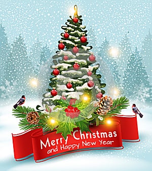Vector illustration for Merry Christmas and Happy New Year . Gre