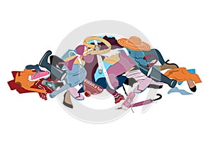 Vector Illustration with a Messy Pile of Dirty Laundry.