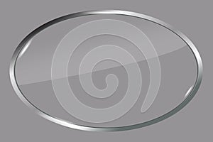 Vector illustration of a metal oval. Silver badge for the logo. Gray 3d emblem. Stock image