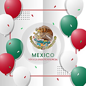 Vector illustration of Mexico independence day with colorful balloons