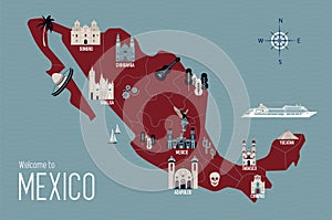 Vector illustration of Mexico map