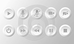 Illustration of mic and video icon for mute, unmute, on and off. Symbol for communication mobile apps and web design button photo