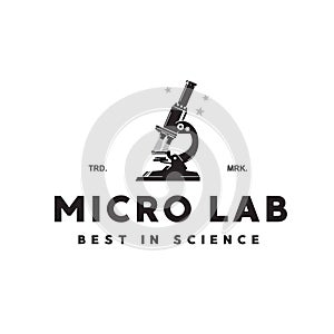 vector illustration of microscope logo icon for science