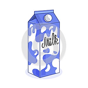 Vector illustration of a milk carton isolated on a white background. Healthy organic dairy product.