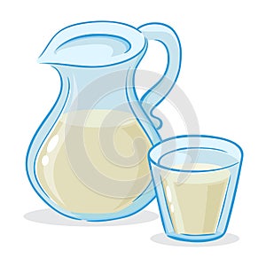 Vector Illustration of Milk Jug And a Glass of Milk