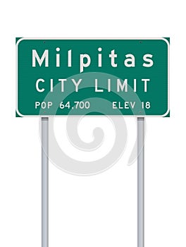 Milpitas City Limit road sign