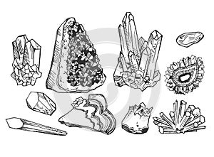 Crystals and gem stones photo