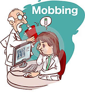 vector illustration of a mobbing in the health sector