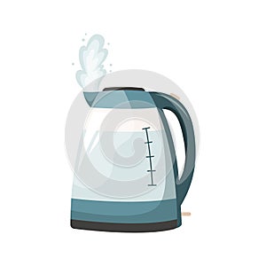 Vector illustration of a modern boiling teapot