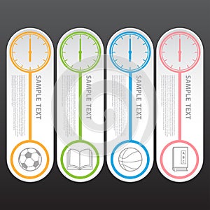 Vector Illustration, Modern Clock Banner for Design and Creative