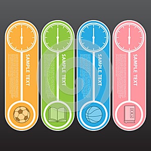 Vector Illustration, Modern Clock Banner for Design and Creative