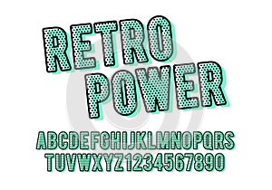 Vector Illustration modern colorful retro font and alphabet, dot filled typeface.