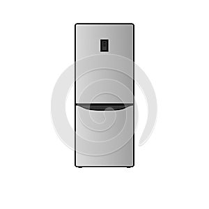 Vector illustration of a modern gray refrigerator