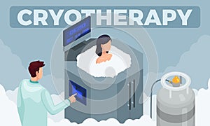 Vector illustration of a modern medicinal cryotherapy procedure
