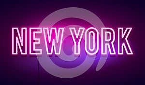 Vector Illustration Modern New York City Neon Light Sign