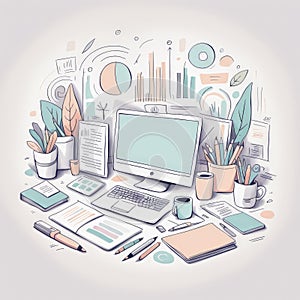 vector illustration. modern office interior.vector interior.