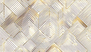 Vector illustration, modern simple geometric vector seamless pattern with golden line texture on white background