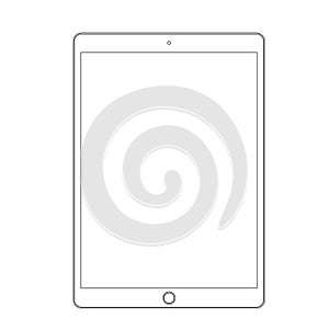 Vector illustration of modern white latop isolated on white background. Tablet in line style, mockup.