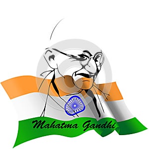 Vector illustration of Mohandas Karamchand Gandhi or mahatma gandhi who born on october 2 a birth anniversary, a great Indian