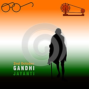 Vector illustration of Mohandas Karamchand Gandhi or mahatma gandhi who born on october 2 a birth anniversary, a great Indian photo