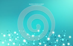 Vector illustration of molecular structure and genetic engineering, molecules DNA, neural network, scientific research