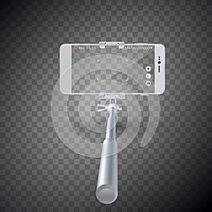 Vector illustration of Monopod Selfie stick with smartphone