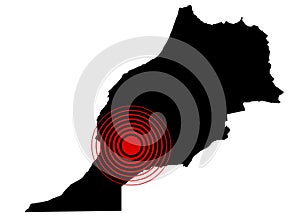 Vector illustration of Morocco map with epicentre of the earthquake in High Atlas