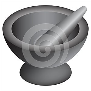 Vector illustration of mortar & pestle to make curry chili ingredients