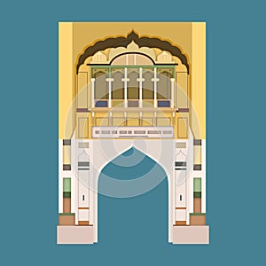 Vector illustration of mosque building with arched windows